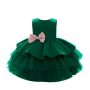 Penkiiy Toddler Baby Girls Dress Sequin Bowknot Birthday Party Wedding Gown Kids Dresses Easter Dresses for Toddler Girls 2-3 Years Green On Sale